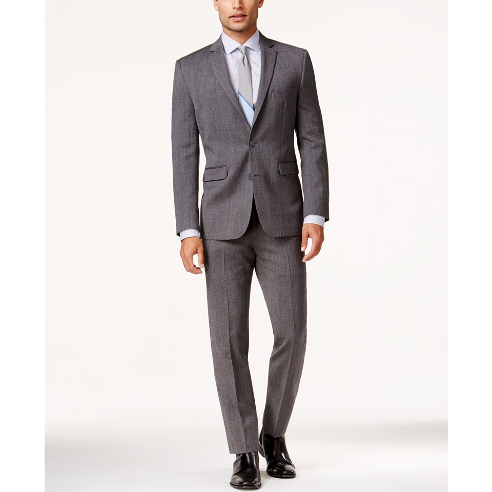 Vince Camuto Light Grey Flannel Slim Fit Suit   Suits & Suit Separates