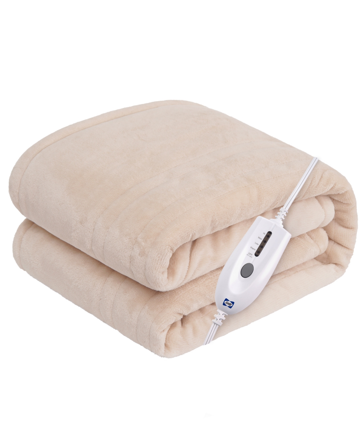 Sealy Heated Flannel Throw, 50" X 60" In Beige