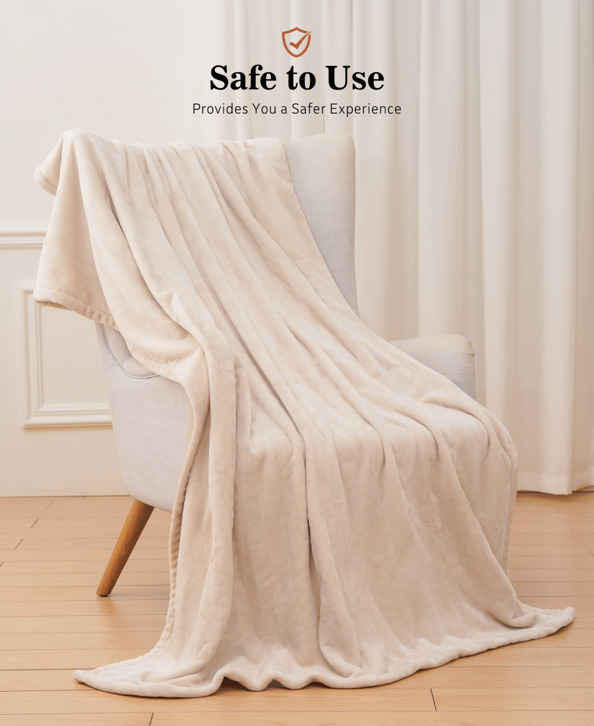 Sealy Heated Flannel Blanket, Twin In Beige