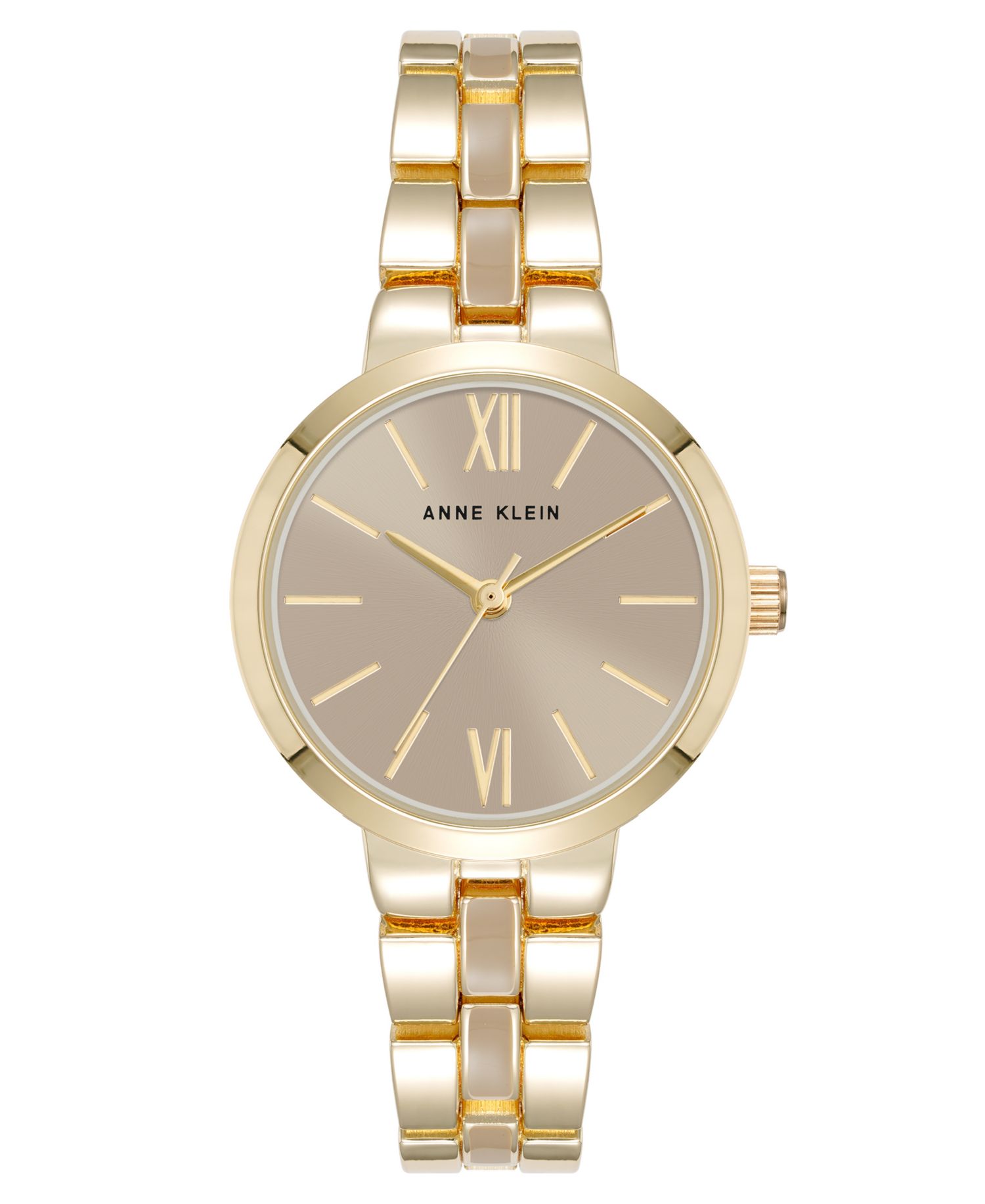 Women's Quartz Modern Taupe Enamel and Gold-Tone Alloy Metal Watch, 30mm