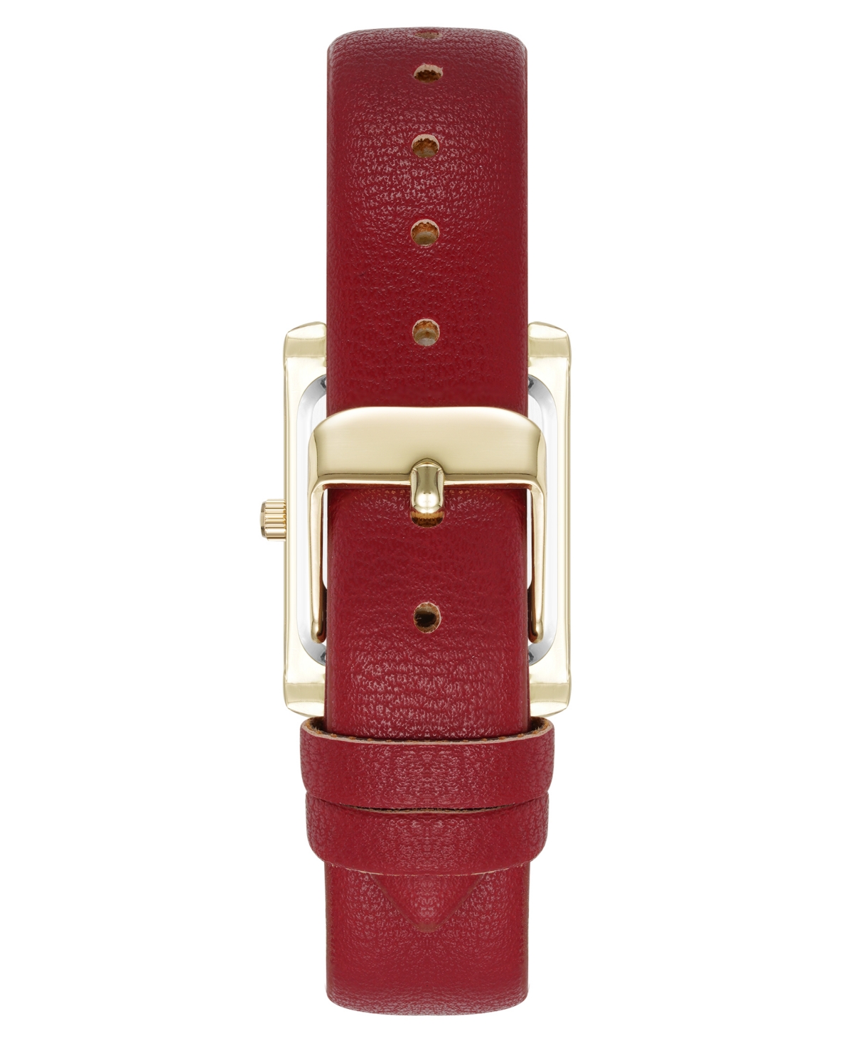 Anne Klein Women's Quartz Rectangular Red Faux Leather And Gold-tone Alloy Metal Watch, 24mm In Red,gold-tone
