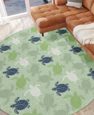 Seabreeze Washable SZ13 8'x8' Round Area Rug