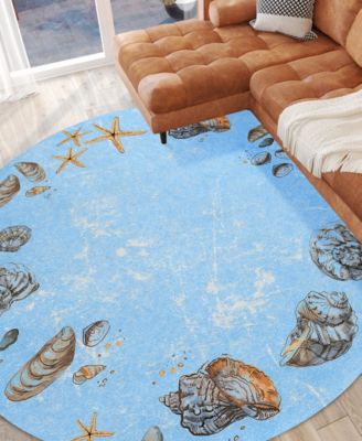 Seabreeze Washable SZ9 8'x8' Round Area Rug