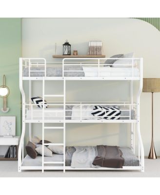 Space-Saving Triple Bunk Bed with Full XL, Twin XL, Queen - Includes Long & Short Ladder