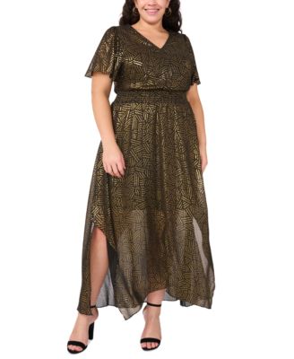 MSK Plus Size Flutter Sleeve Metallic Maxi Dress Macy s