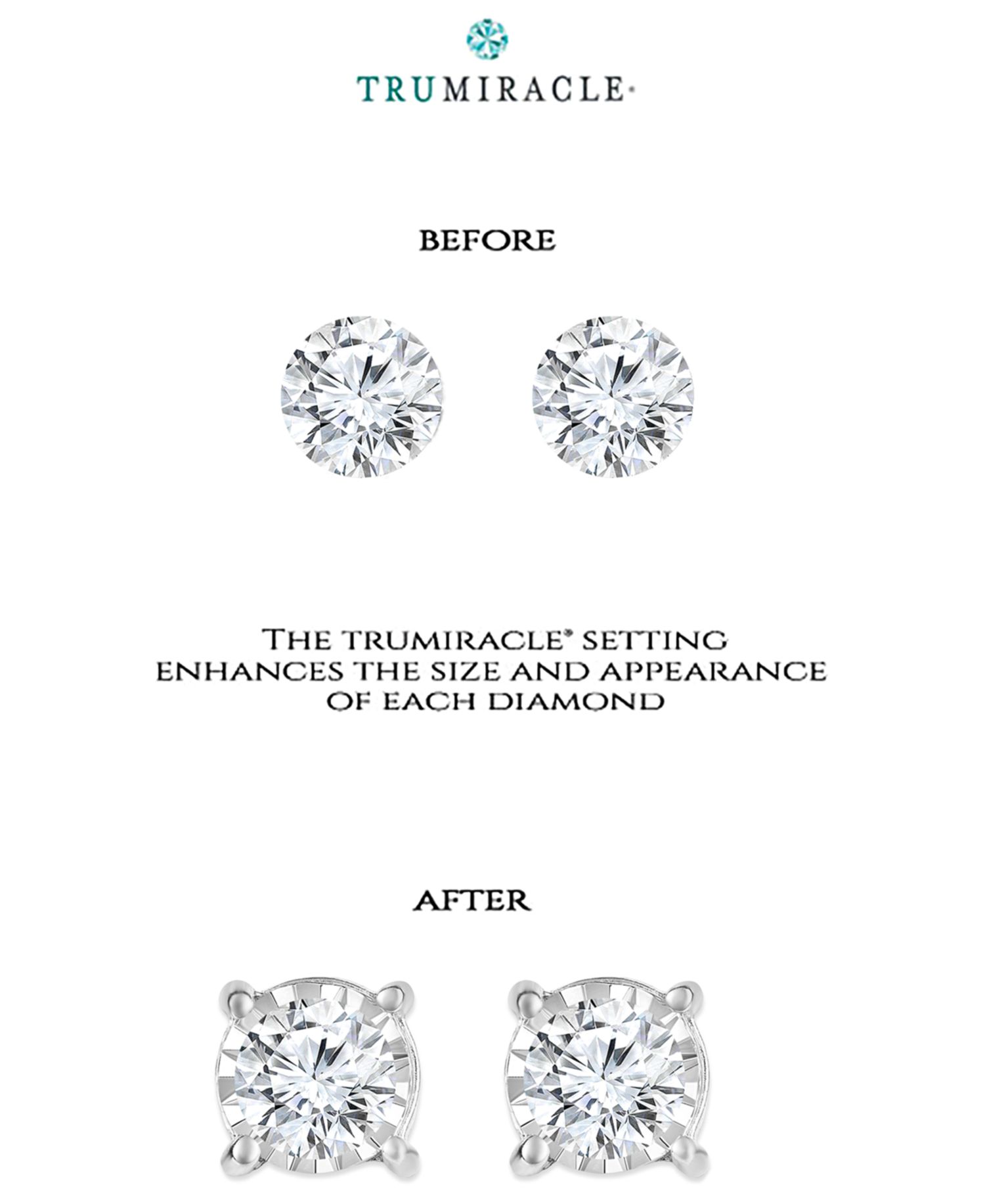 Серьги-гвоздики TruMiracle&reg; с бриллиантовым ореолом по бокам (5/8 карат) из золота 14 карат