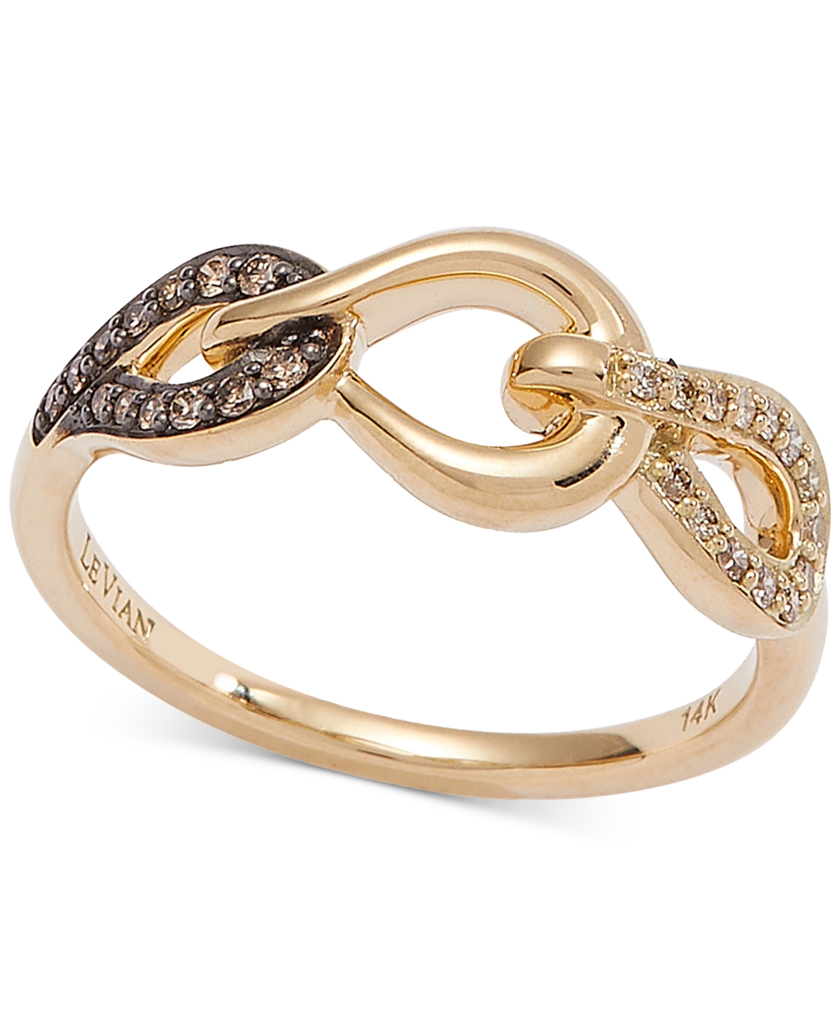 Le Vian Chocolate Diamond & Nude Diamond Interlocking Ring (1/8 Ct. T.w.) In 14k Gold In 14k Honey Gold Ring