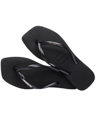 Women's Slim Square Logo Metallic Sandals