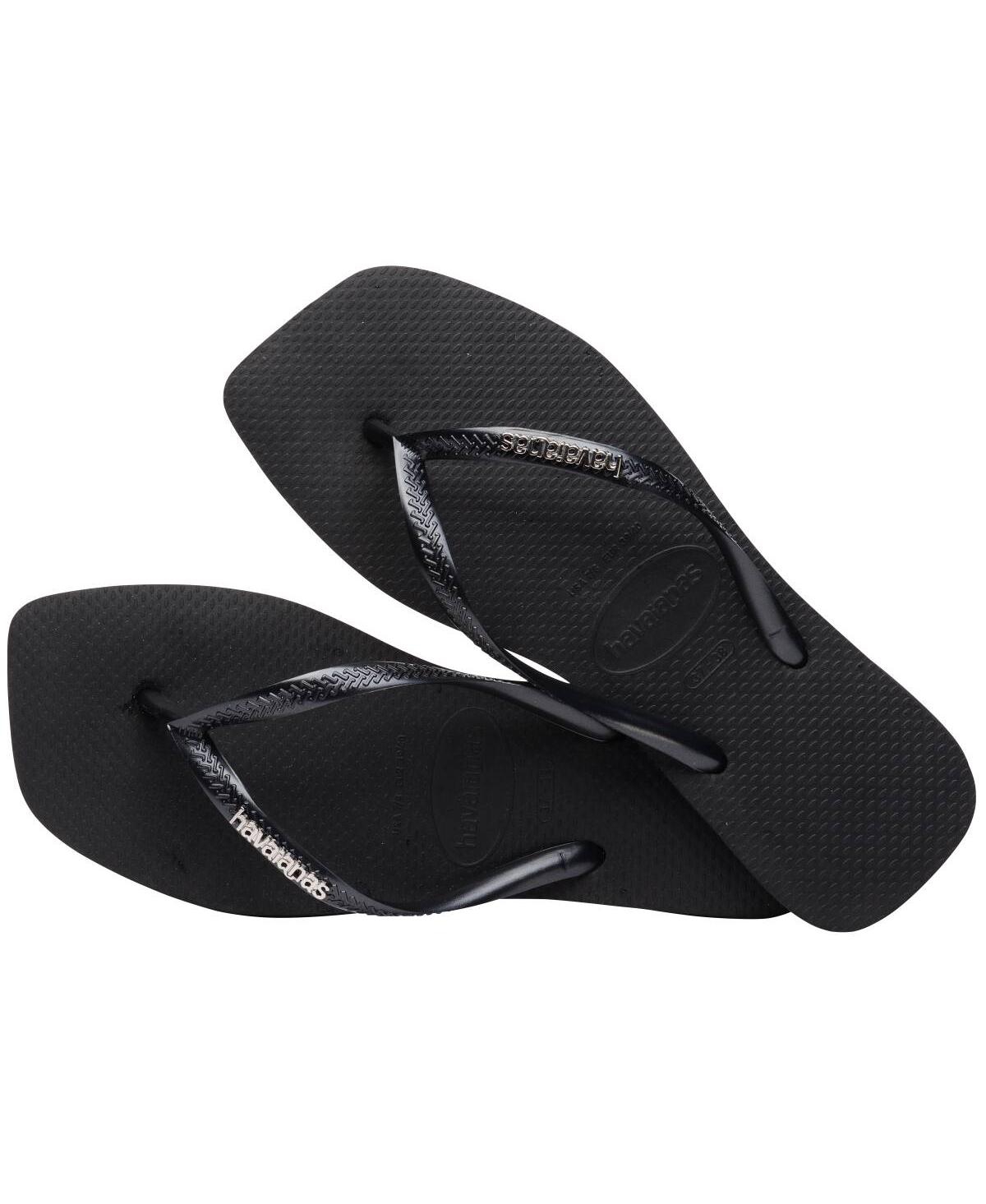 HAVAIANAS WOMEN'S SLIM SQUARE LOGO METALLIC SANDALS 