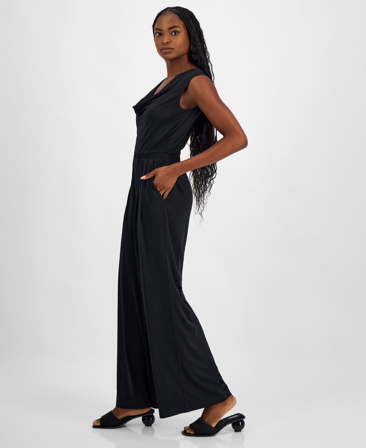 Bar Iii Women's Knit Crepe Cowlneck Jumpsuit, Exclusively at Macy's