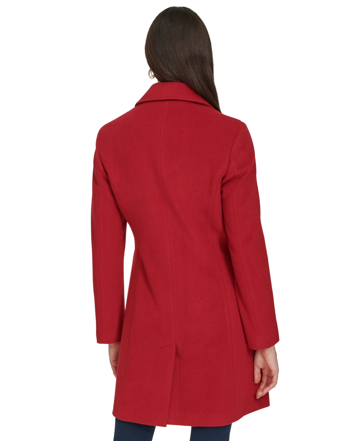 Calvin Klein Womens Single-breasted Wool Blend Coat In Red