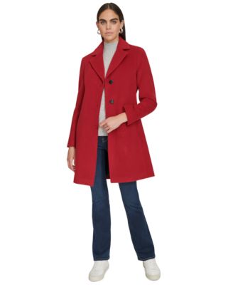 Womens Single-Breasted Wool Blend Coat