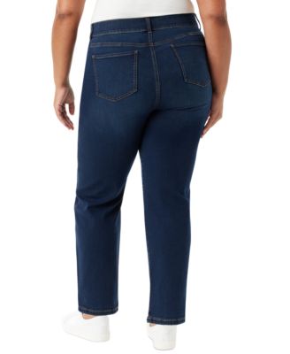 Plus Size Pull-On Straight-Leg Jeans