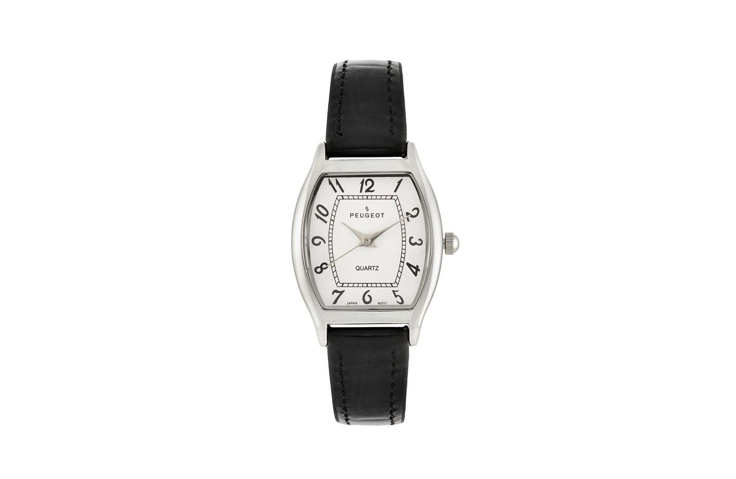 Women 26 x 32mm Cushion Shape Watch with Black Leather Band