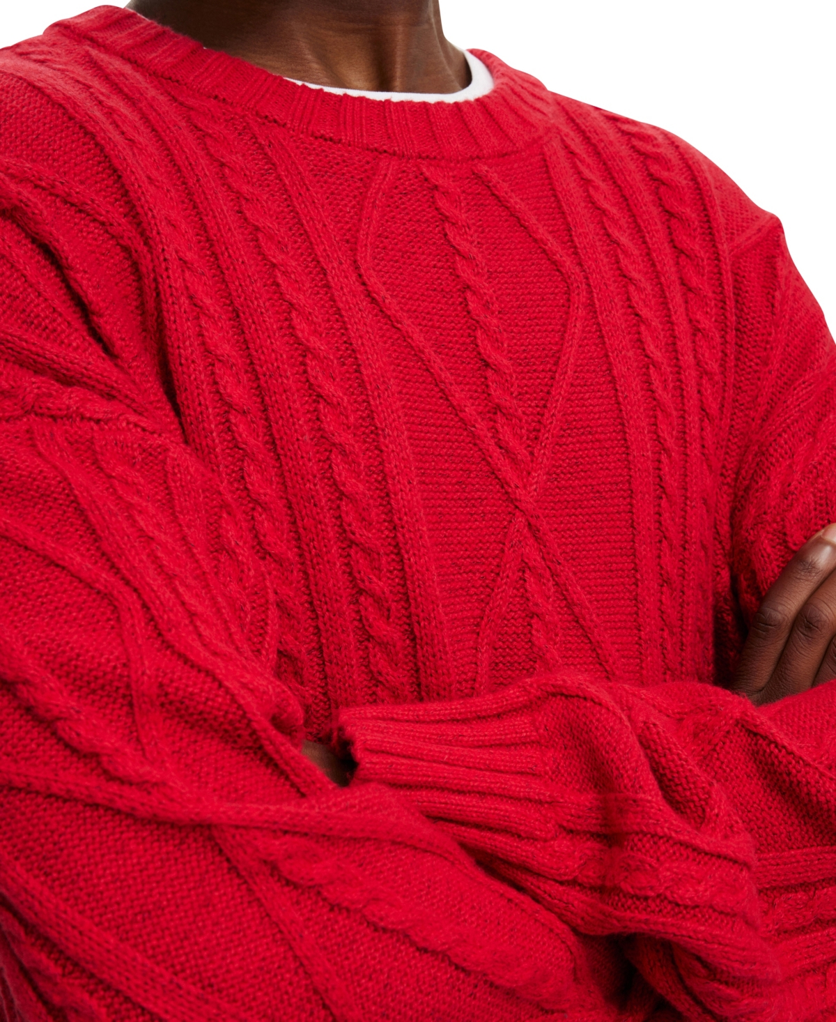 COTTON ON MEN'S CABLE KNIT CREW SWEATER 