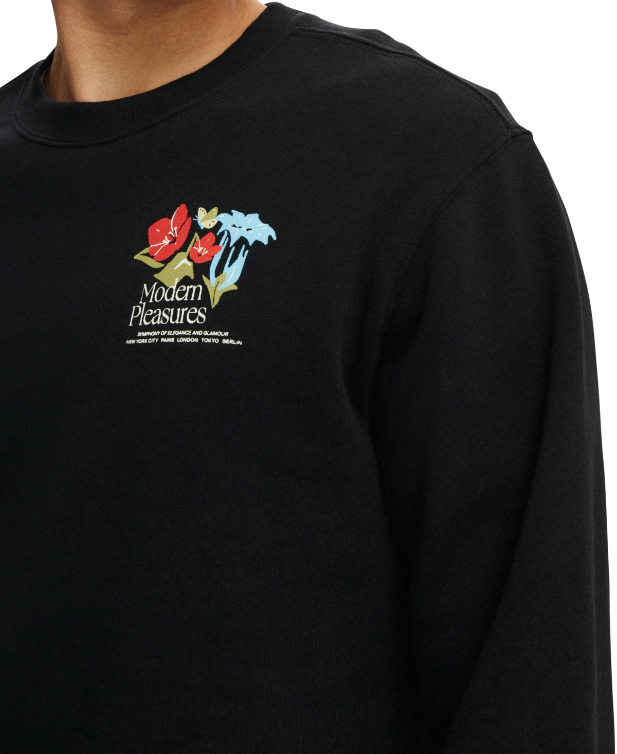 Shop Cotton On Men's Graphic Crew Fleece In Black,modern