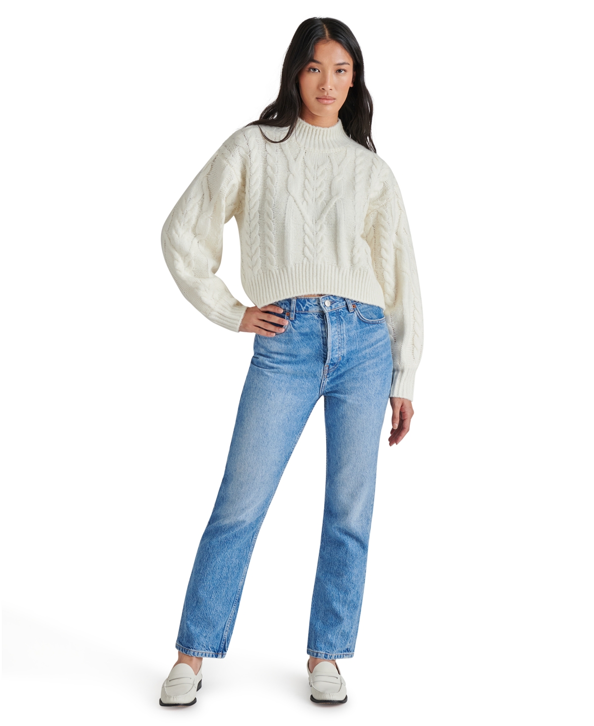 Steve Madden Women's Marcie Cable-Knit Mock-Neck Sweater