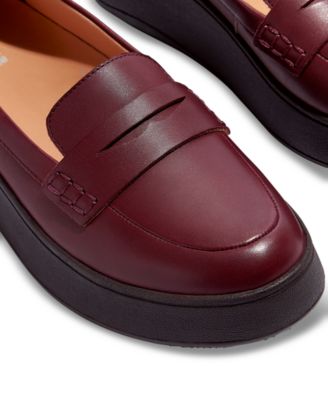 Women's F-Mode Leather Flatform Loafer Flats