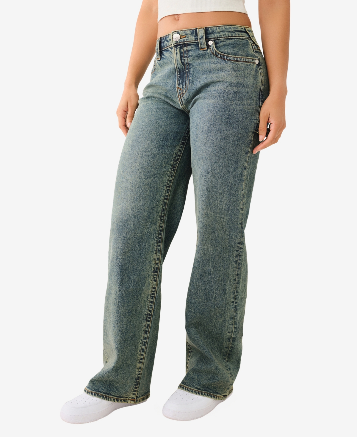 True Religion Women's Carpenter Leila High Rise Wide Leg Jean