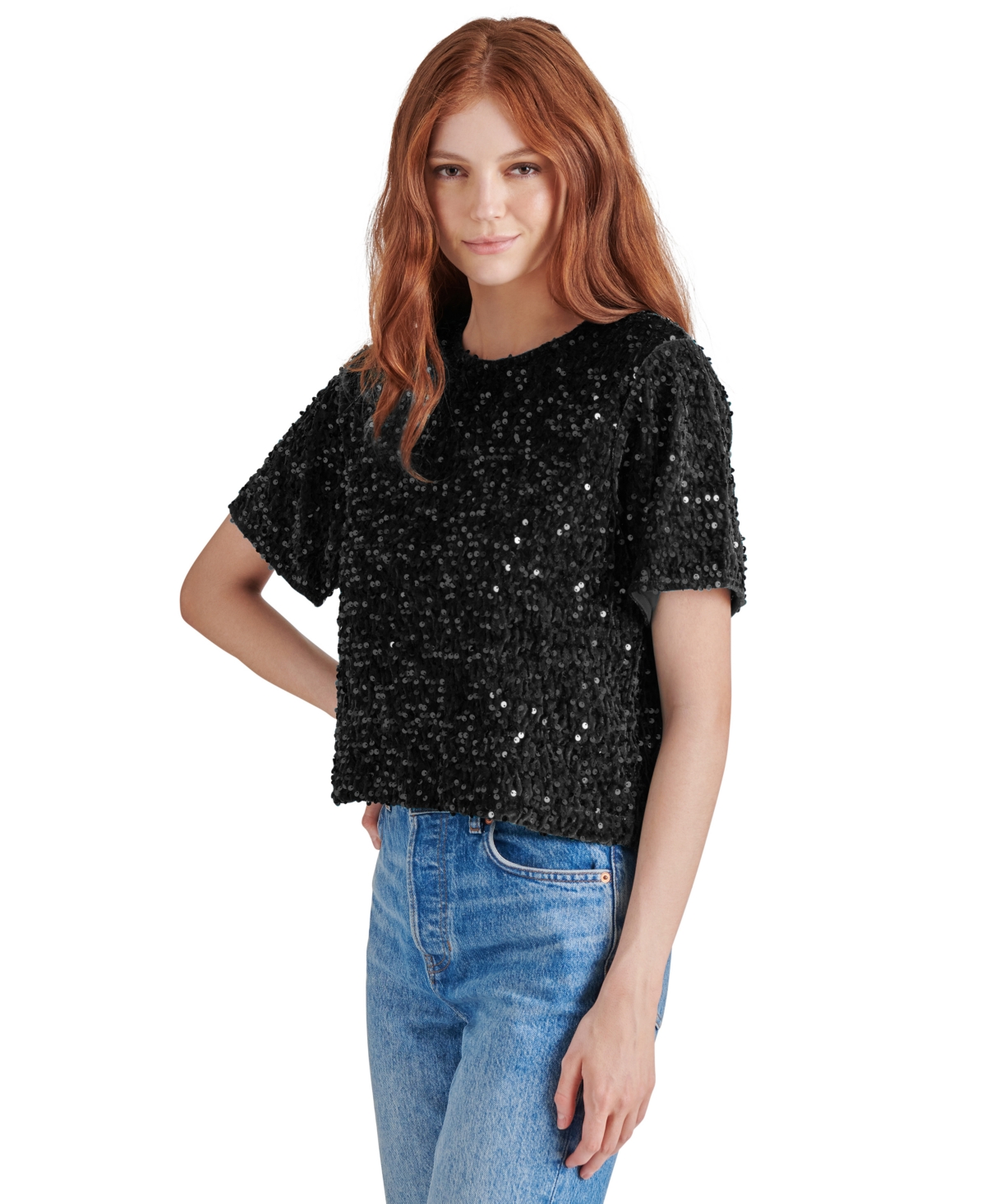 Steve Madden Cressa Sequin T-shirt In Black
