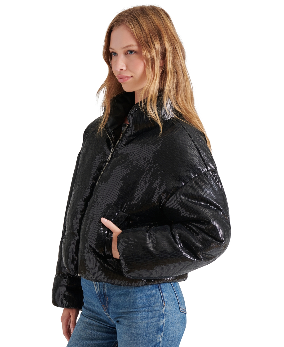 Steve Madden Women's Stratton Sequined Puffer Jacket