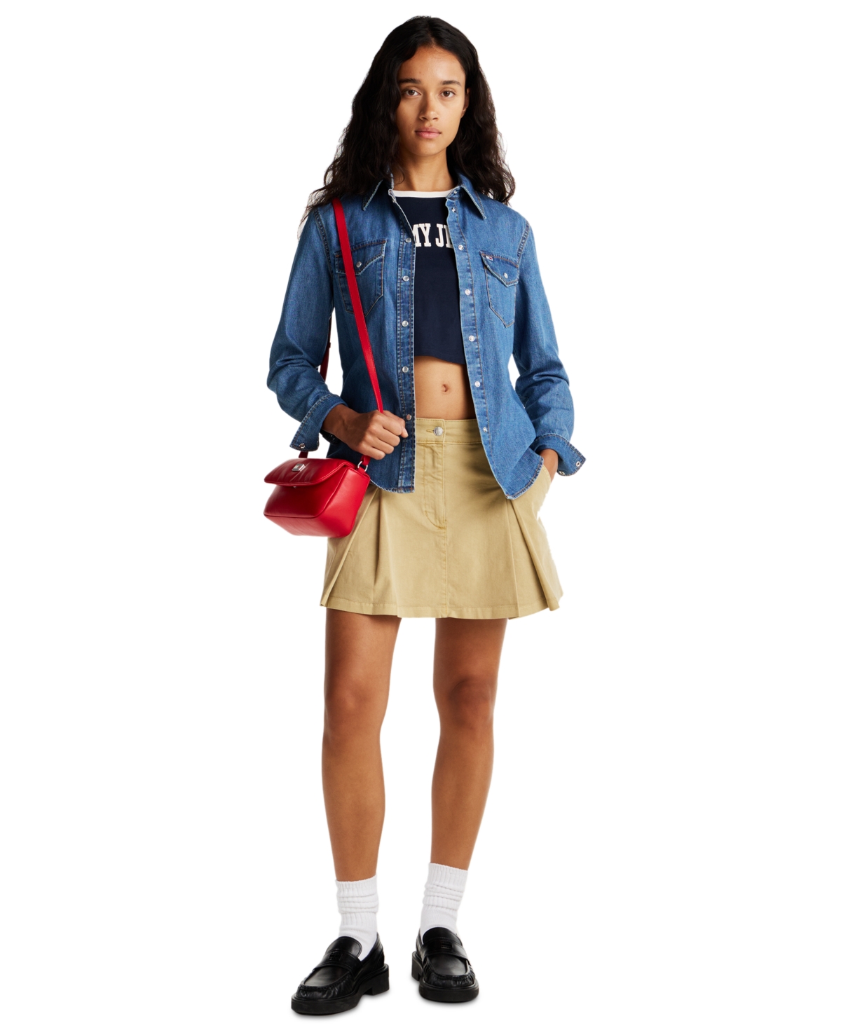 Tommy Jeans Women's Western Denim Shirt In Denim Medium