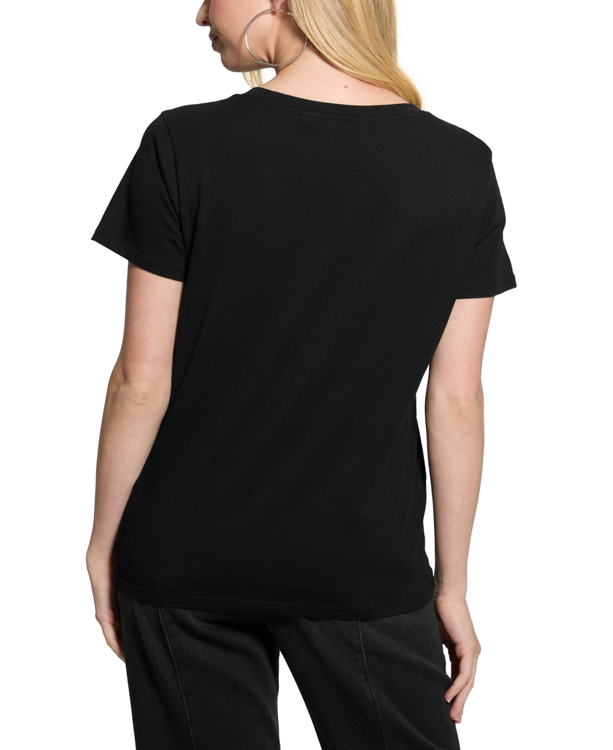 Guess Women's Tiger Eyes Graphic Crewneck Cotton Easy T-Shirt - Jet Black A996