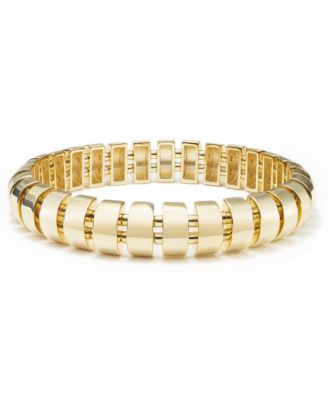 Gold, Silver Plated Brass Stretch Bracelet