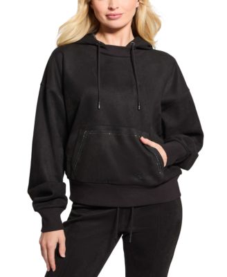 GUESS - Women's Hooded Scuba Long-Sleeve Faux-Suede Sweatshirt