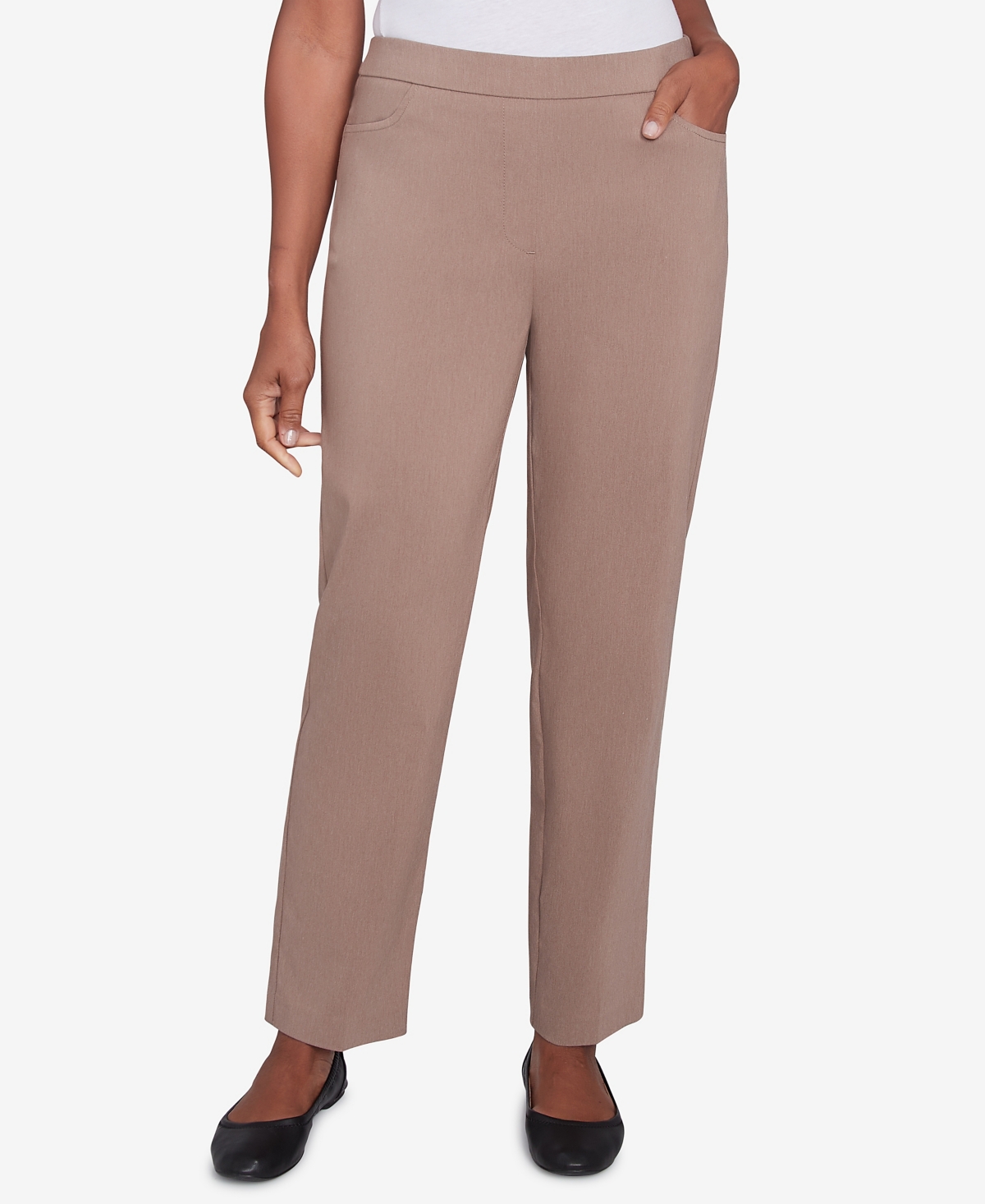 Alfred Dunner Petite Telluride Millennium Faux Fly Front Short Length Pants In Fwnhthr