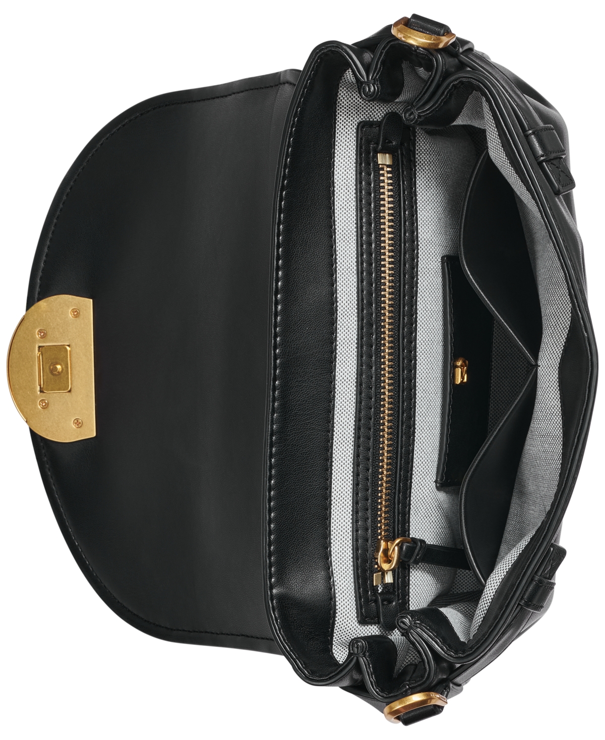 Shop Donna Karan Valley Stream Small Leather Satchel In Black,gold