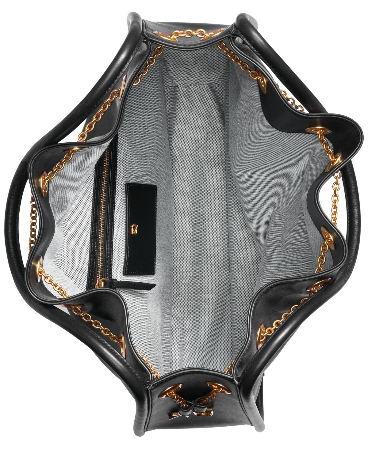 Donna Karan Plainview Chain Drawstring Tote Bag In Black,gold