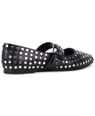 Women's Mellie Buckle Strap Studded Mary Jane Flats