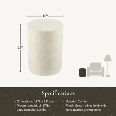 Outdoor Side Table, 18'' Cement Outdoor End Tables for Patio, Garden Accent Table, Modern Small Round Side Table