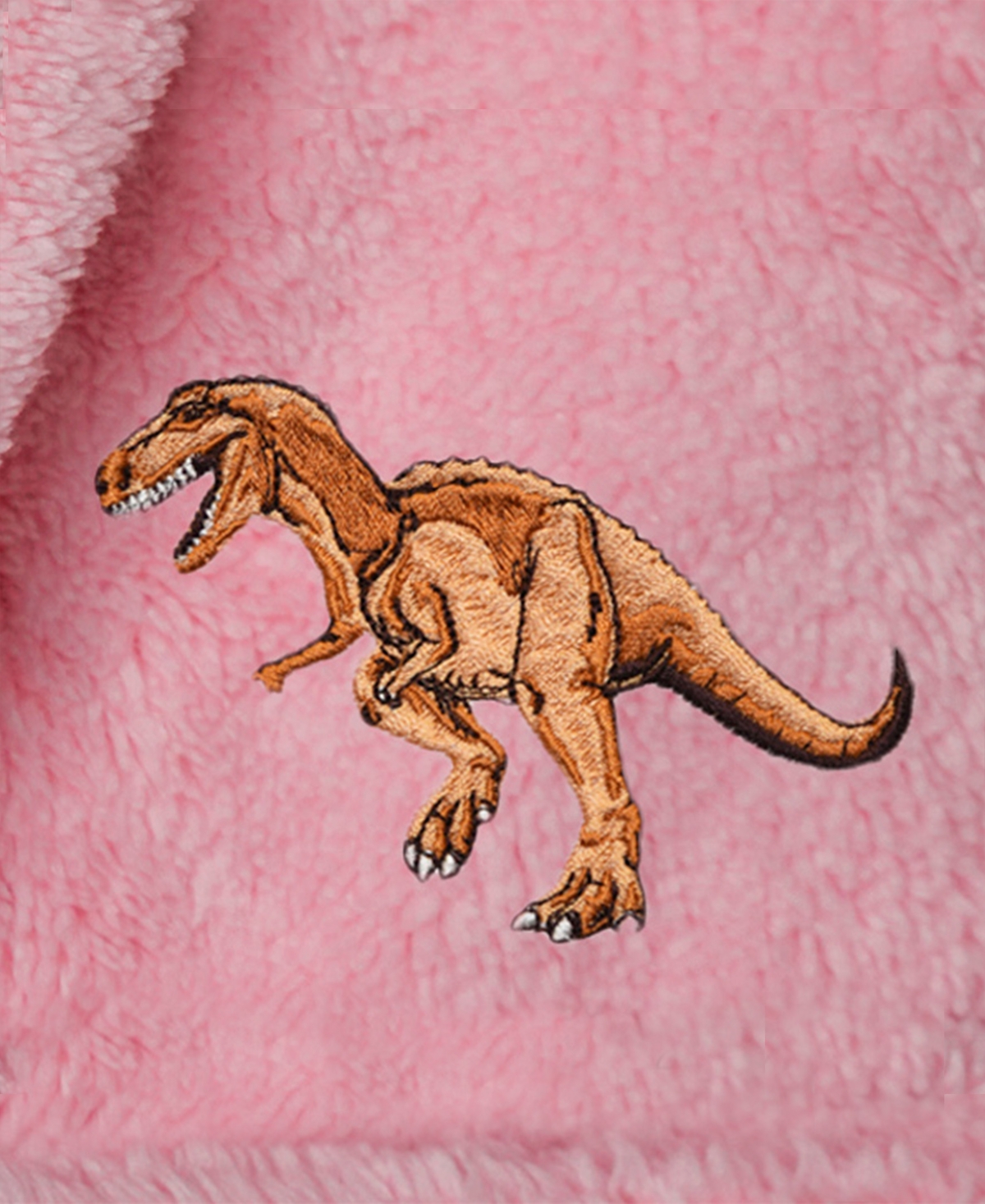 Linum Home Kids Dino Super Plush Double Brushed Hooded Bathrobe In Pink