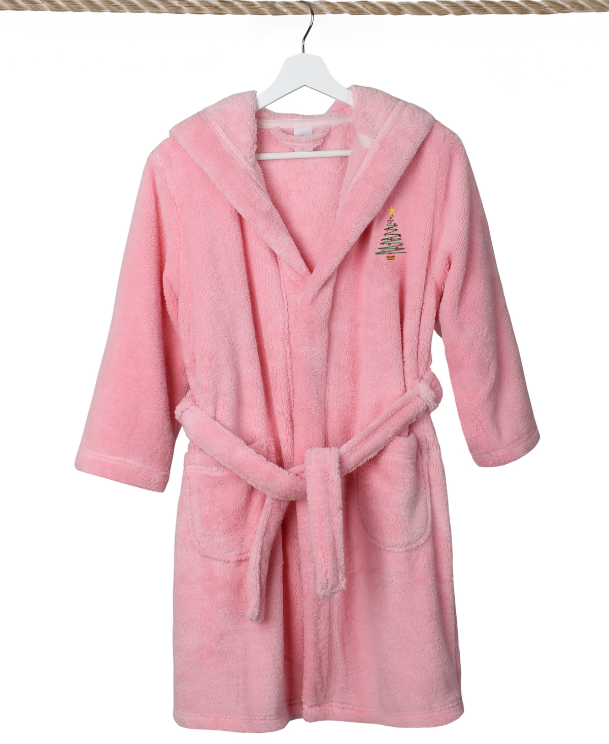 Linum Home Kids Crown Super Plush Double Brushed Hooded Bathrobe In Pink