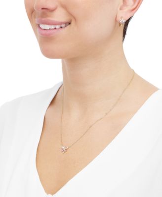 2-Pc. Set Lab Created Pink Sapphire (1/2 ct. t.w.) & Lab Created White Sapphire (1-1/20 ct. t.w.) Dragonfly Pendant Necklace & Matching Hoop Earrings in 14k Gold-Plated Sterling Silver