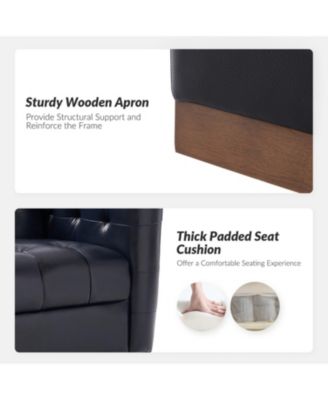 1 Count Gabriel Mid-Certury Modern Genuine Leather Swivel Club Chair