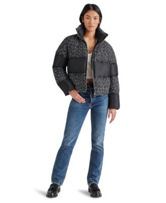 Steve Madden Women's Snowdrop Tweed-Mix Puffer Jacket - Macy's