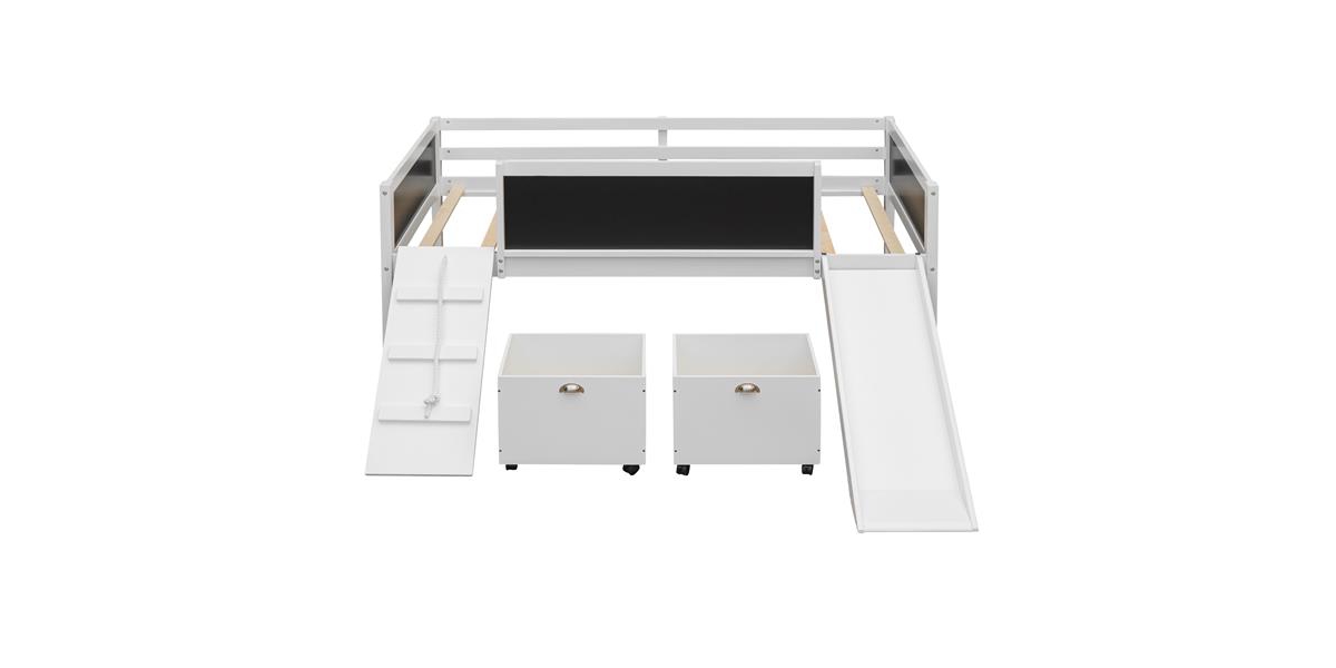 Slickblue Twin Size Wooden Loft Bed with Two Storage Boxes for Space-Saving Kids' Room