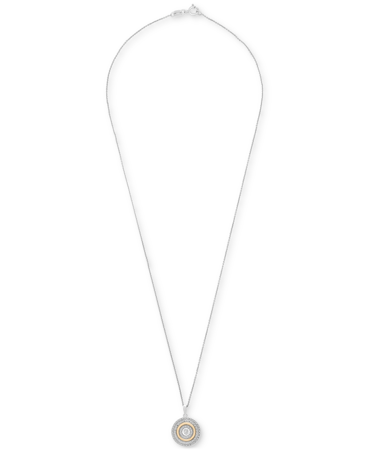 MACY'S DIAMOND CIRCLE 18" PENDANT NECKLACE (1/4 CT. T.W.) IN STERLING SILVER AND 14K GOLD-PLATE, CREATED FO 