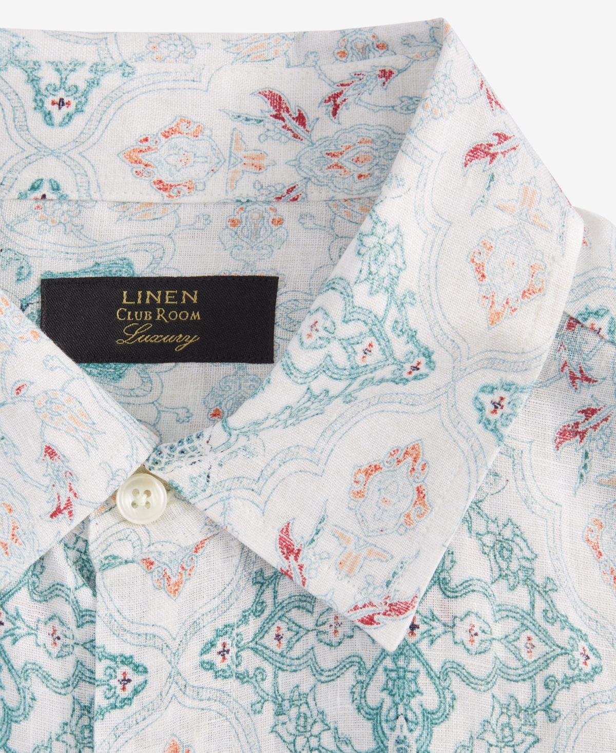Club Room Men's Zurich Long Sleeve Button-Front Printed Linen Shirt, Exclusively at Macy's