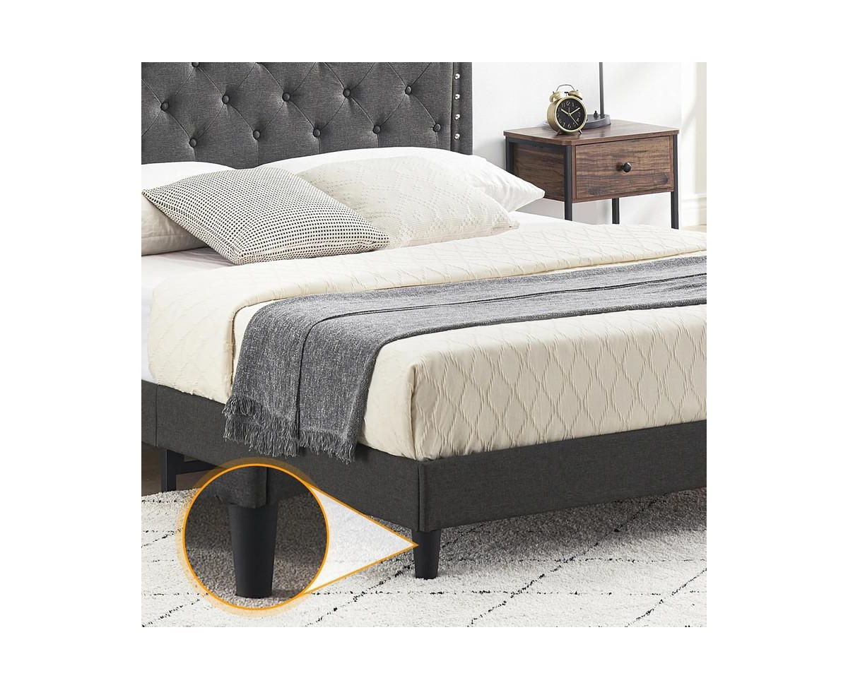 gaomon Size Bed Frame with Button Tufted Headboard, Mattress Foundation, Easy Assembly, No Box Spring Needed