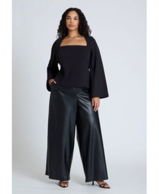 Women's Plus Size Square Neck Seam Detail Top