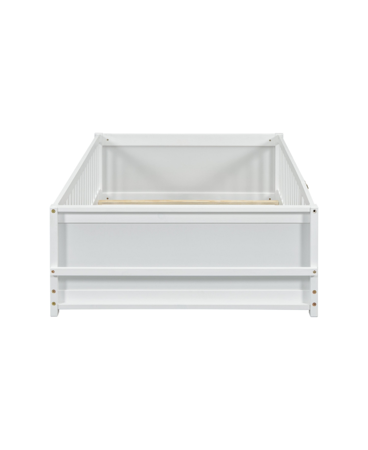 Slickblue Twin Size Floor Platform Bed with Built-in Book Storage Rack and Door – Functional and Space-Saving Design