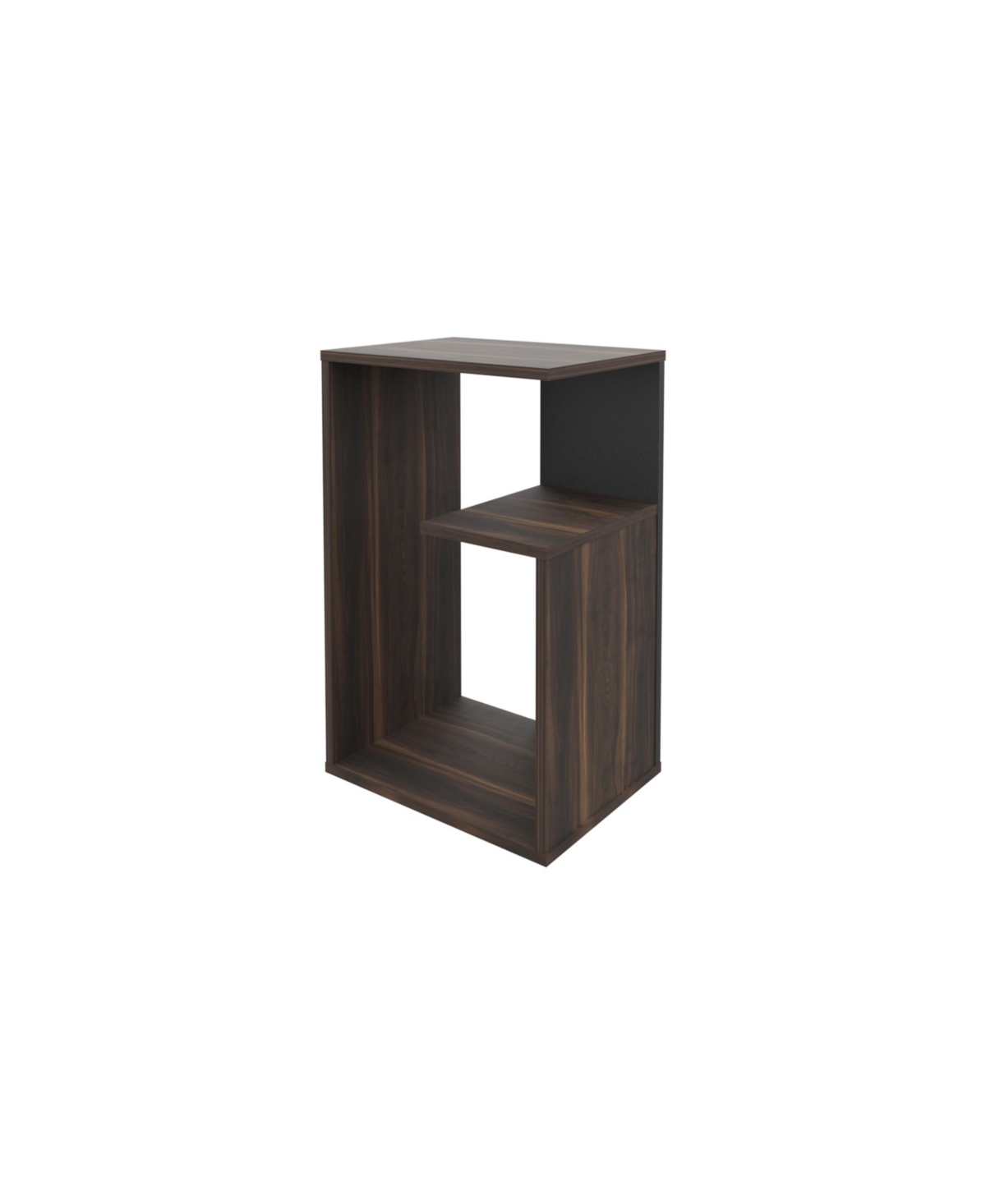 Fm Furniture Vega Side Table in melamine with open storage,camel+black - Dark oak+black