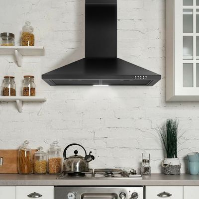 30-in 450-CFM Convertible Black Wall Mount Range Hoods