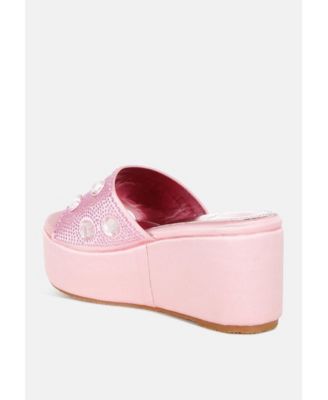 Womens Meta charts Diamante and Rhinestone Flatform Sandals