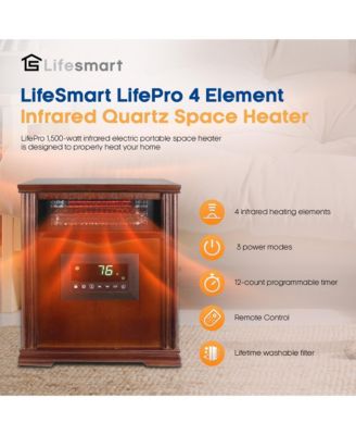 LifePro 4 Element 1500W Electric Infrared Quartz Indoor Space Heater