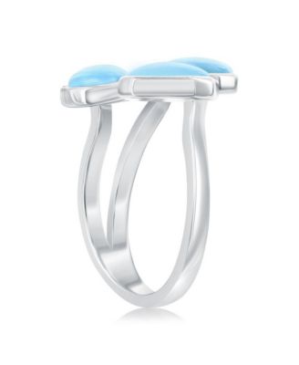Sterling Silver, Multi-Shaped Larimar Ring